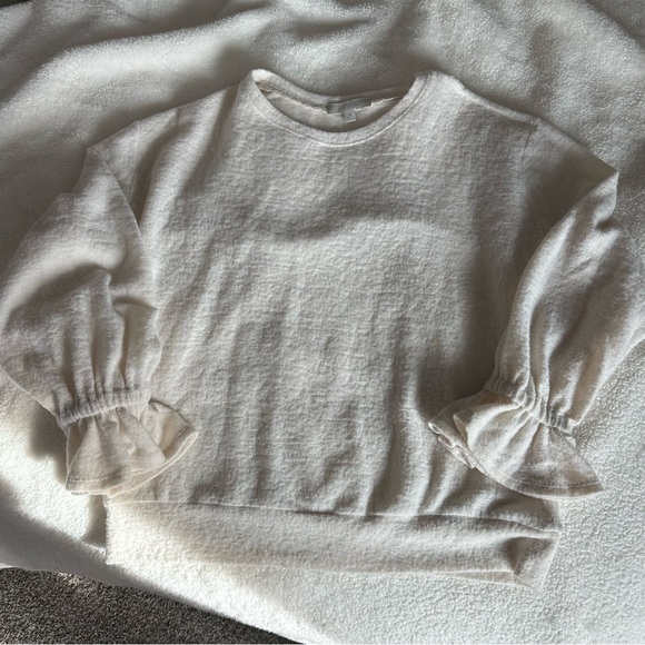 anthropologie eri + ali cream sasha hacci ruffle top medium - Picture 3 of 5